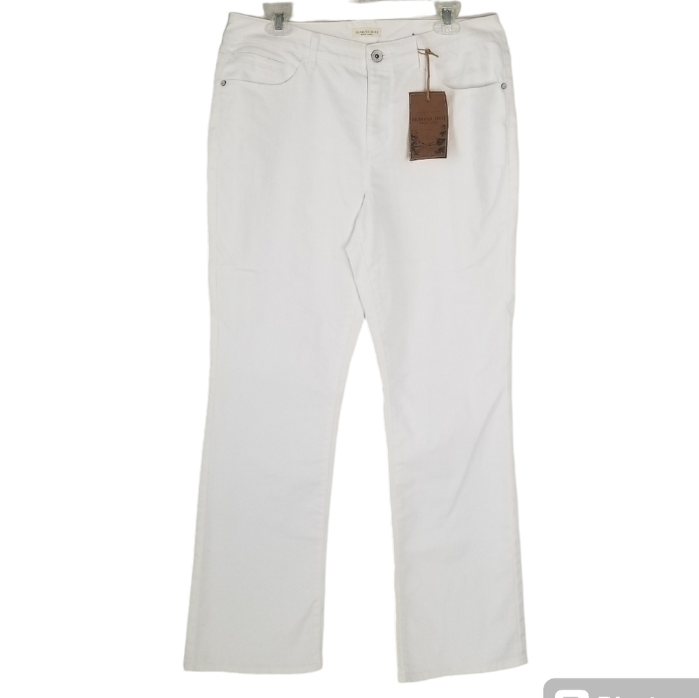 NWT Coldwater Creek White Denim Bootcut Jeans Natural Fit Size 12 Casual Summer